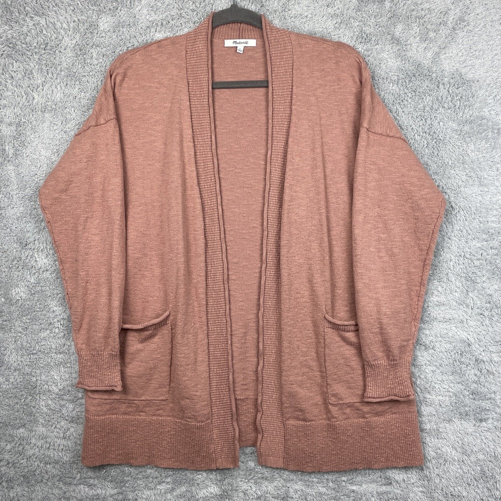 Madewell Bradley Cardigan Womens Large Salmon Pink Sweater Long Line Grandpacore